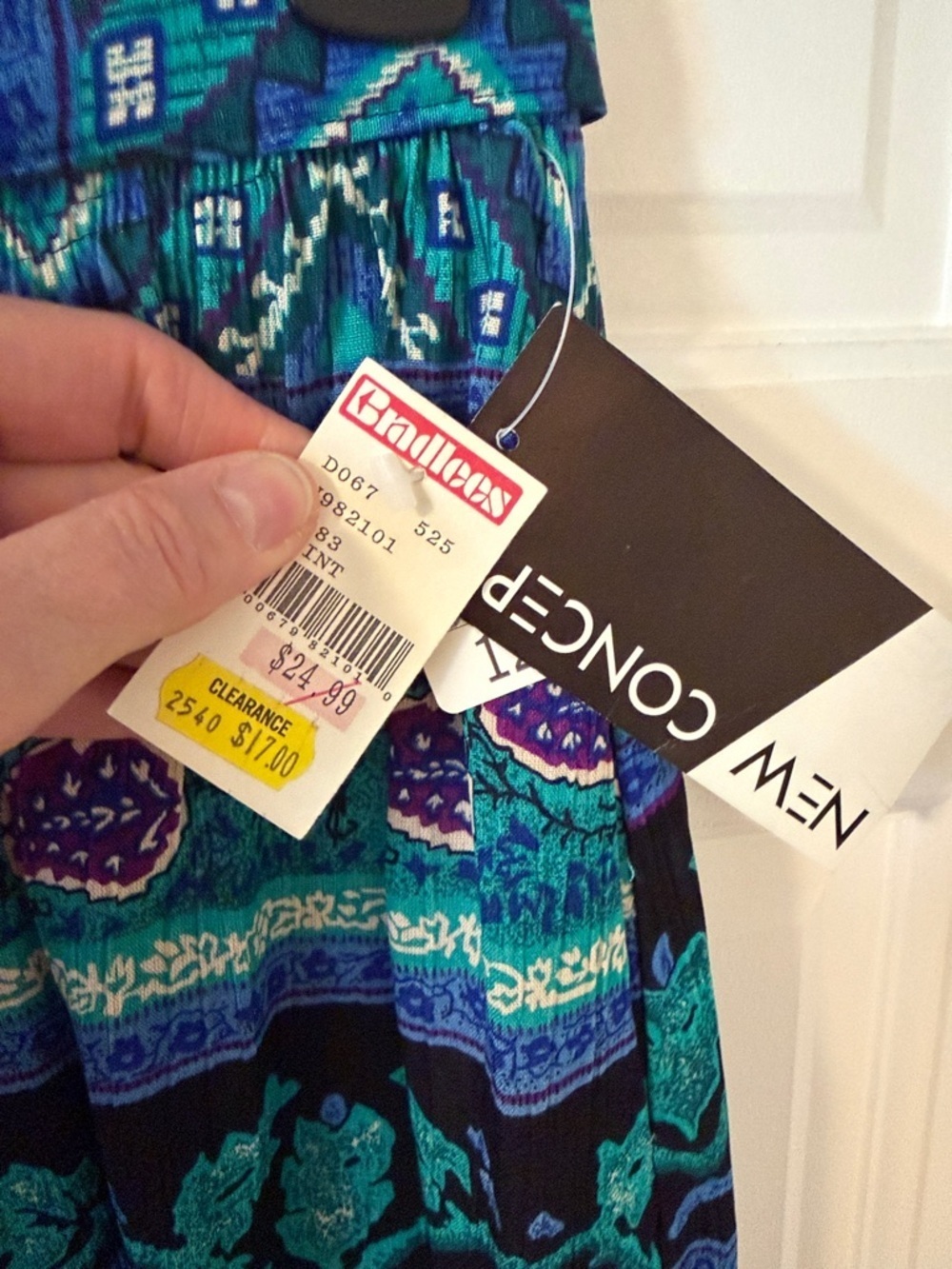 NWT Vintage New Concepts by Koret Rayon Midi Skirt Boho Paisley Teal Purple  12 - Picture 2 of 7